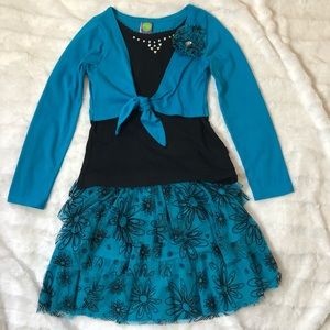 Dollie and Me Teal and Black Top and Skirt